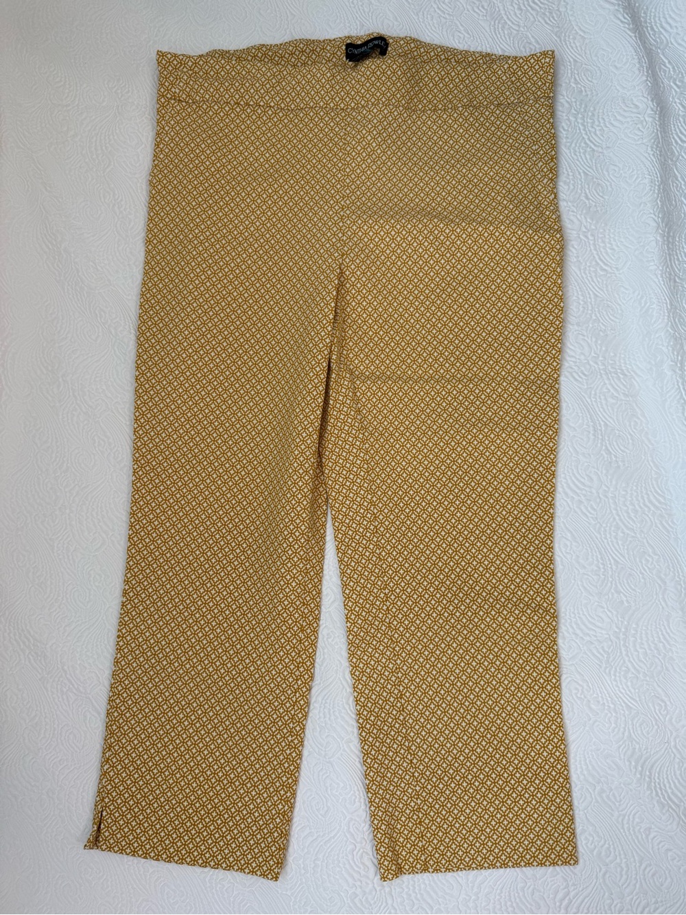 Cynthia Rowley Mustard and White Geometric Pants